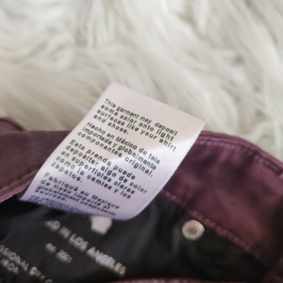 AG Adriano Goldschmied Mari Leatherette Mid-Rise Slim Straight 28 Maroon (28x29) - Picture 9 of 16